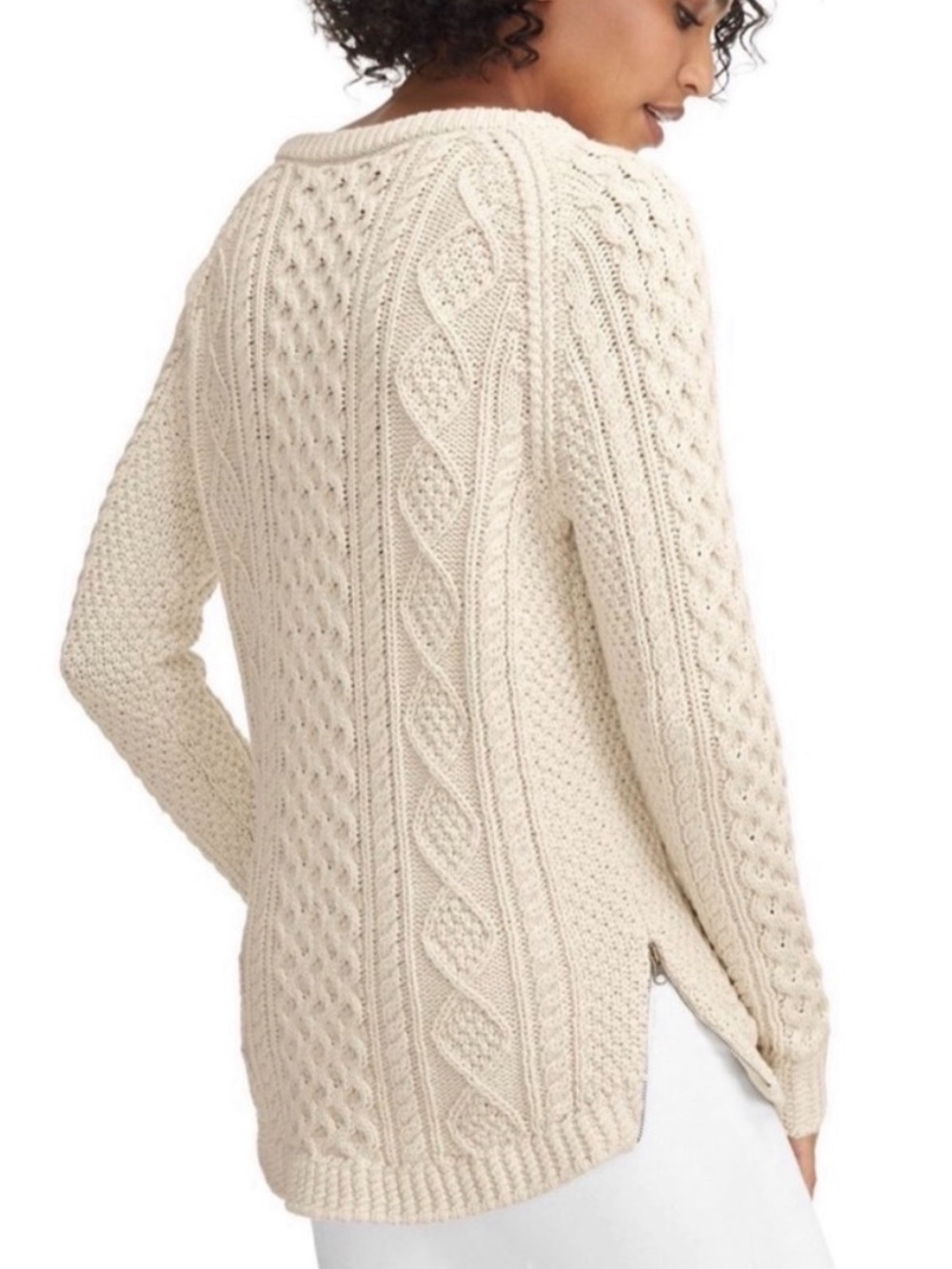 L.L. Bean Signature Cotton Fisherman Tunic Sweater - Picture 4 of 10